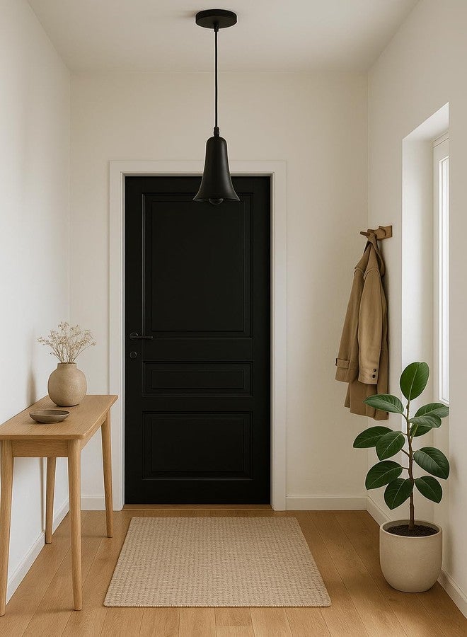 بيني مصباح معلق BENE Ilave، مصباح معلق عصري على شكل جرس من الفولاذ الطري، قاعدة E-27، مناسب للديكور المنزلي، المطبخ، غرفة المعيشة، غرفة النوم، 16 سم (أسود، عبوة من قطعة واحدة) - Image 1